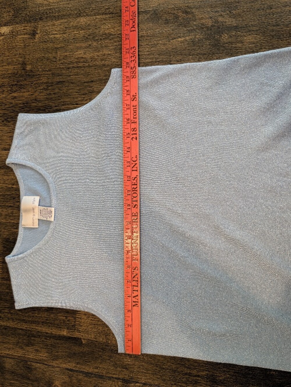 Susan Graver Light Blue Sleeveless Knit Shimmery Tank - Picture 6 of 7